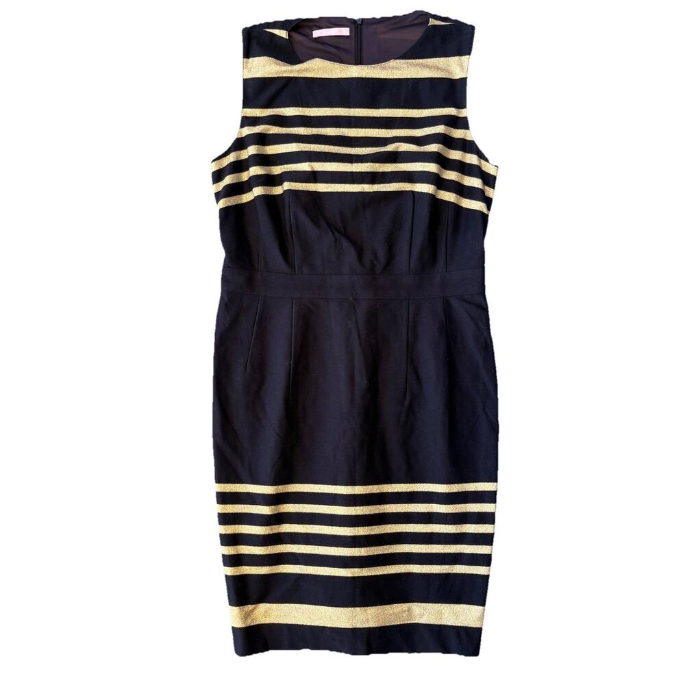 Basler VTG Nautical Navy Gold Stripe Dress Italian Size 40 Women’s 8 Classic Fit